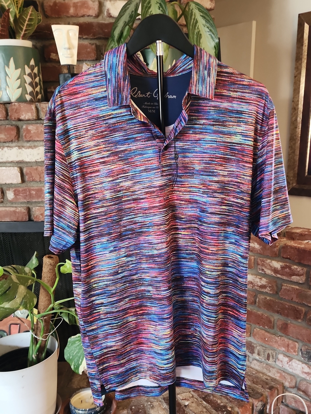 NWOT Robert Graham Multicolor Space Dye Short Sleeve Golf Polo Shirt M
